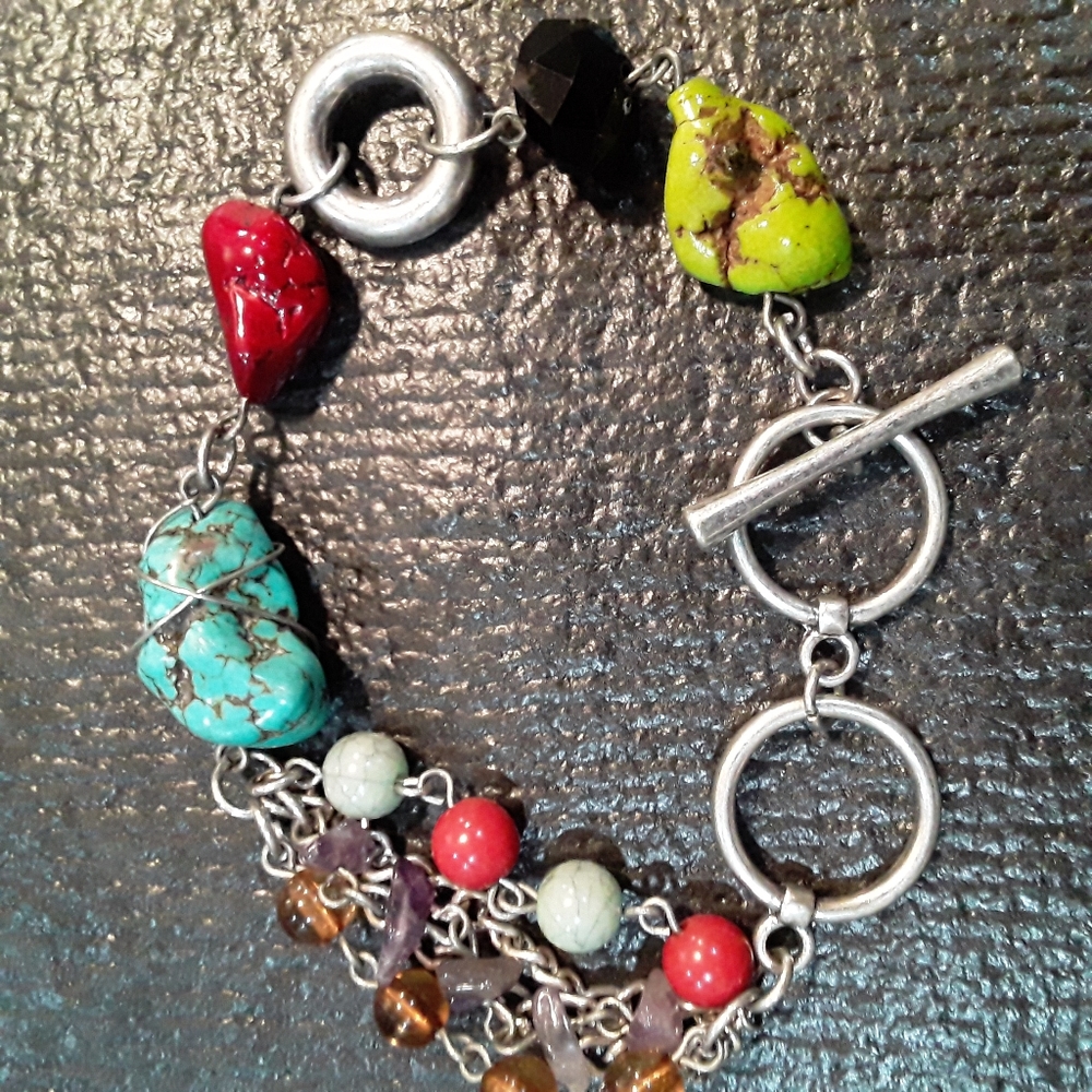 Vintage turquoise silved tone bracelet